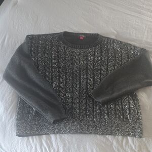 Vince Camuto Black and Silver Knit Sweater